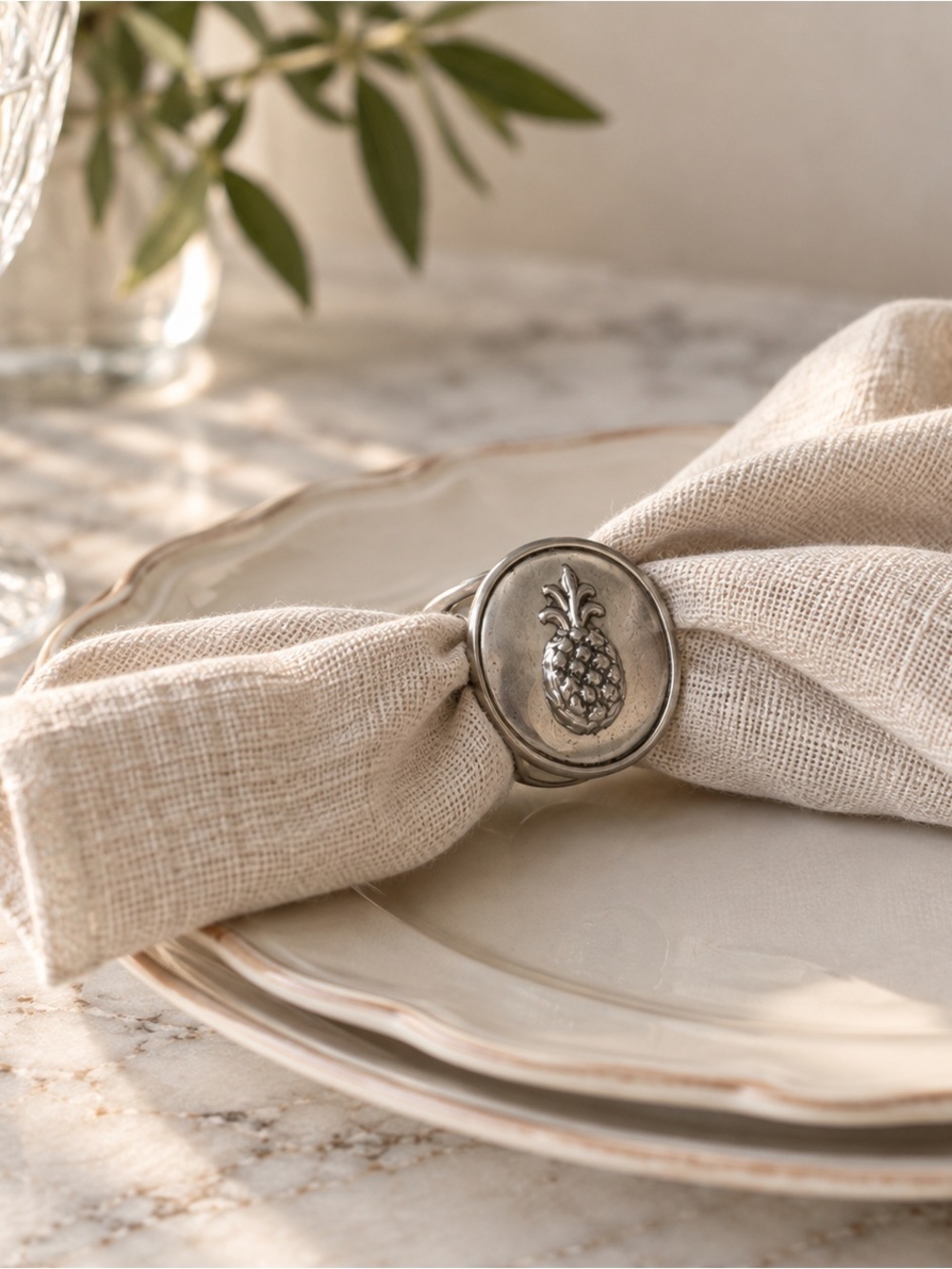 Vintage‎ Handcrafted Pewter Napkin Rings Set of 6